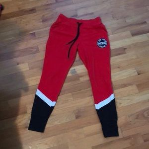 Victoria secret red/black joggers. Extra small